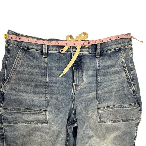 UpWest Relaxed Leg Boho Jeans Size Large Drawstring Released Hem Elastic Back - Picture 10 of 13